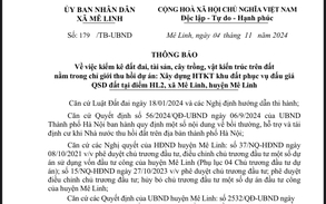 Thông báo về việc kiểm kê đất đai, tài sản, cây trồng, vật kiến trúc nằm trong chỉ giới thu hồi dự án