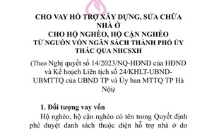 HO VAY HỖ TRỢ XÂY DỰNG, SỬA CHỮA NHÀ Ở
CHO HỘ NGHÈO, HỘ CẬN NGHÈO TỪ NGUỒN VỐN NGÂN SÁCH THÀNH PHỐ ỦY THÁC QUA NHCSXH