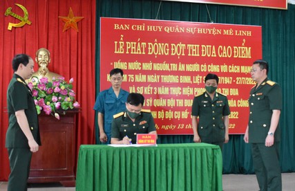 Ban CHQS huyện Mê Linh phát động đợt thi đua cao điểm kỷ niệm 75 năm Ngày Thương binh - Liệt sỹ