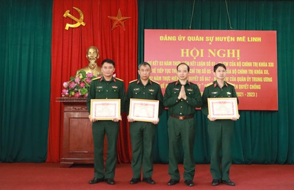 Đảng uỷ quân sự huyện Mê Linh: Sơ kết 03 năm thực hiện Kết luận số 01-KL/TW của Bộ Chính trị và 02 năm thực hiện Nghị quyết 847
