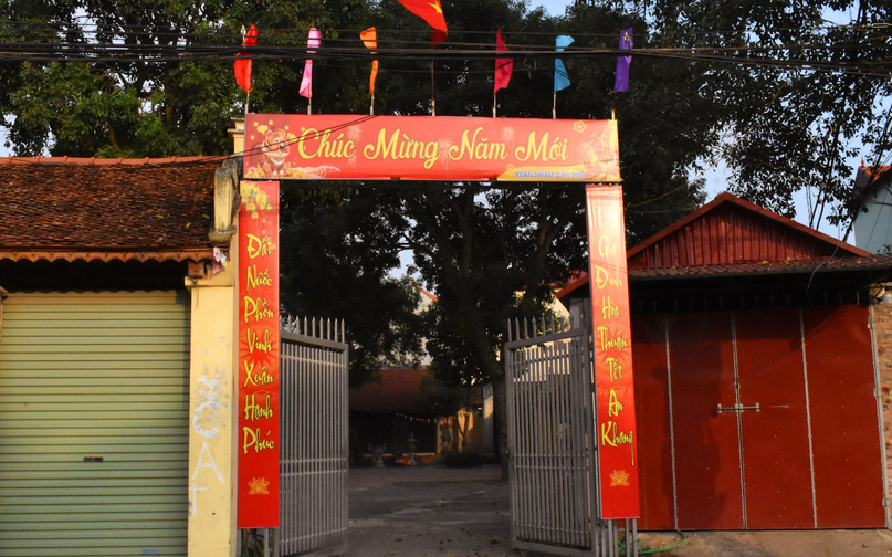 Nhà văn hóa thôn Liễu Trì xã Mê Linh trang trí chúc mừng năm mới